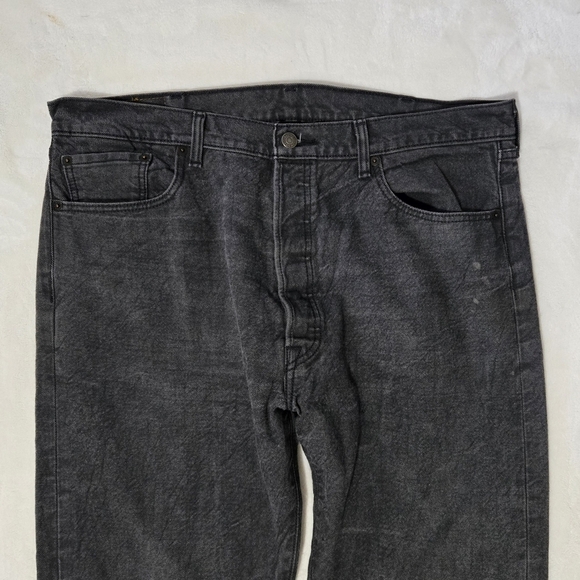 Levi's 501 Men's Jeans Dark Gray Size 40/30 Straight Leg Stylish Distressed - Picture 4 of 11